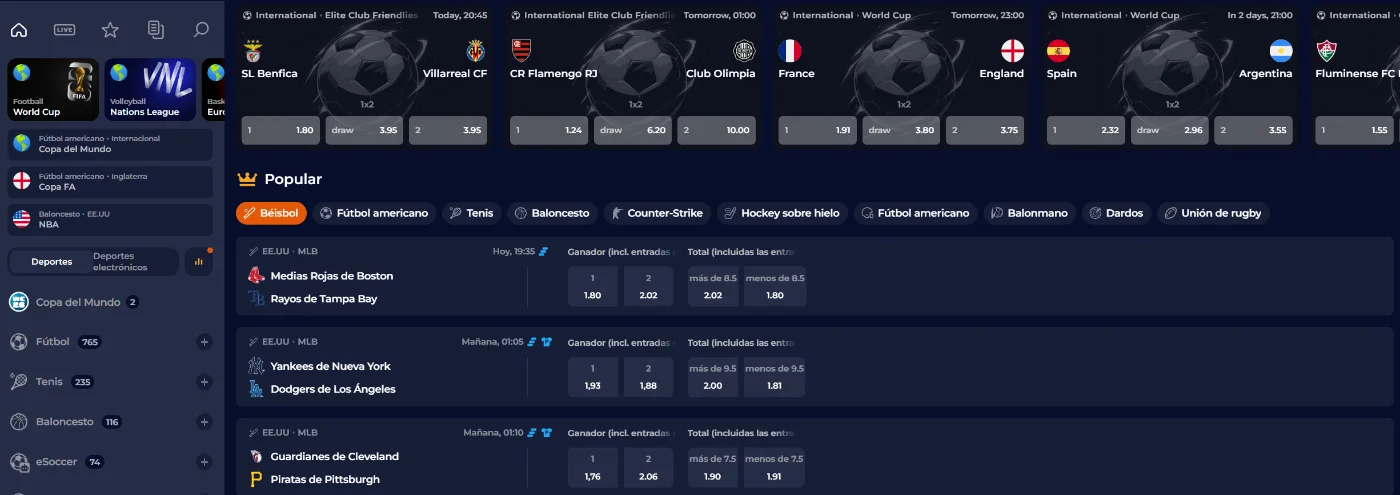 Nine Casino Apuestas Deportivas Nine Casino sección de apuestas deportivas con fútbol, béisbol, tenis y baloncesto